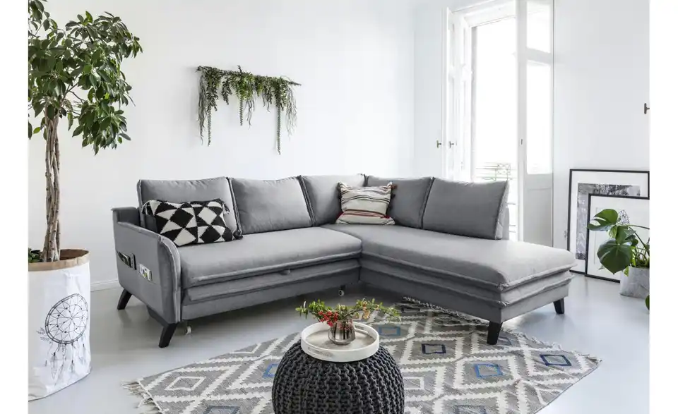 Miuform Ecksofa Charming Charlie mit Schlaffunktion, in Wohnsituation