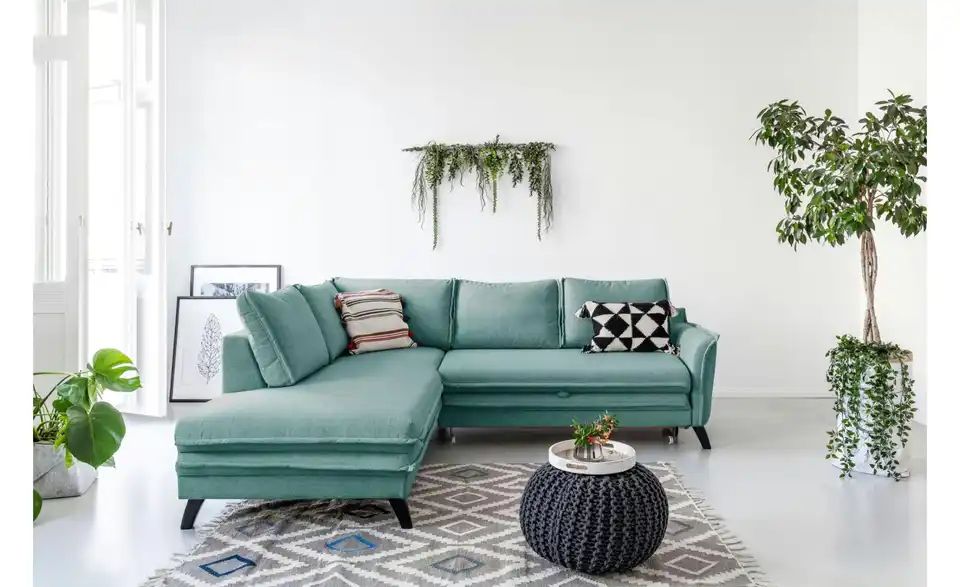 Miuform Ecksofa Charming Charlie mit Schlaffunktion, in Wohnsituation