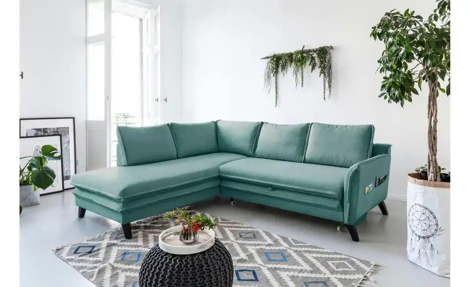 Miuform Ecksofa Charming Charlie mit Schlaffunktion, in Wohnsituation