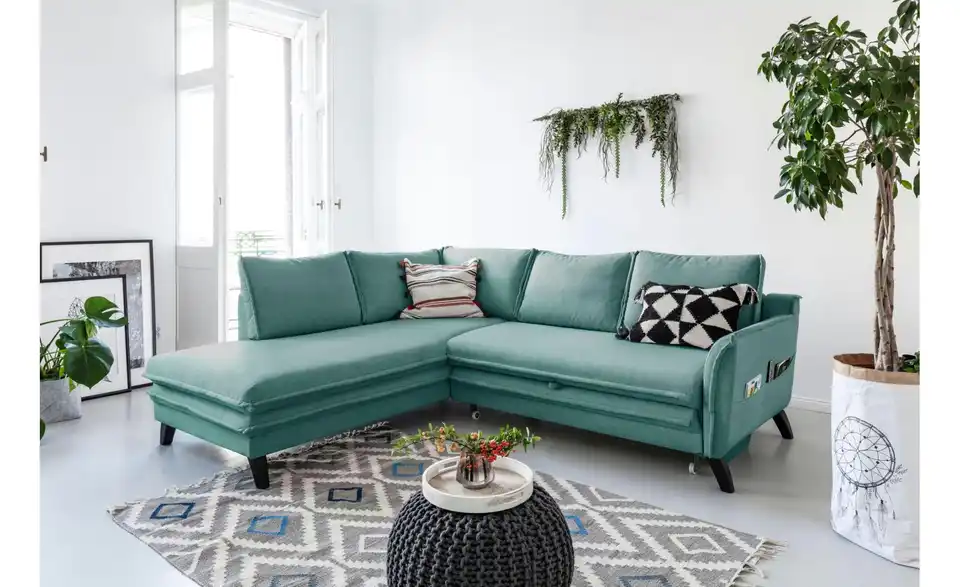 Miuform Ecksofa Charming Charlie mit Schlaffunktion, in Wohnsituation