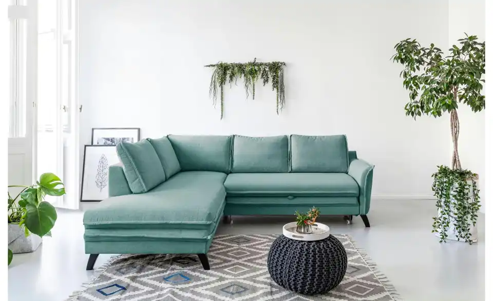 Miuform Ecksofa Charming Charlie mit Schlaffunktion, in Wohnsituation
