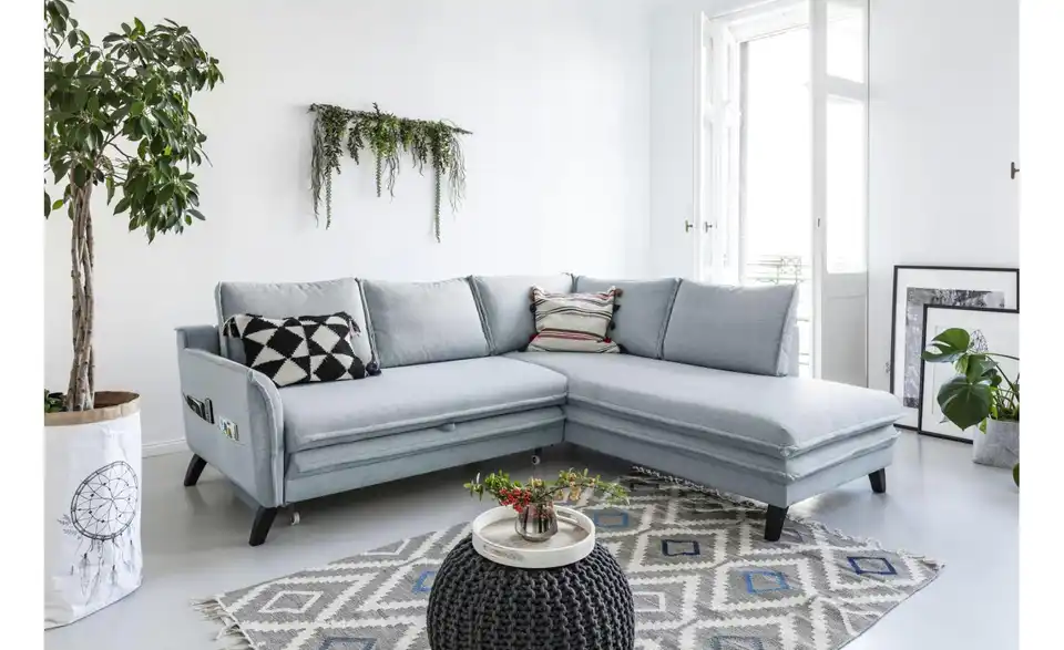 Miuform Ecksofa Charming Charlie mit Schlaffunktion, in Wohnsituation
