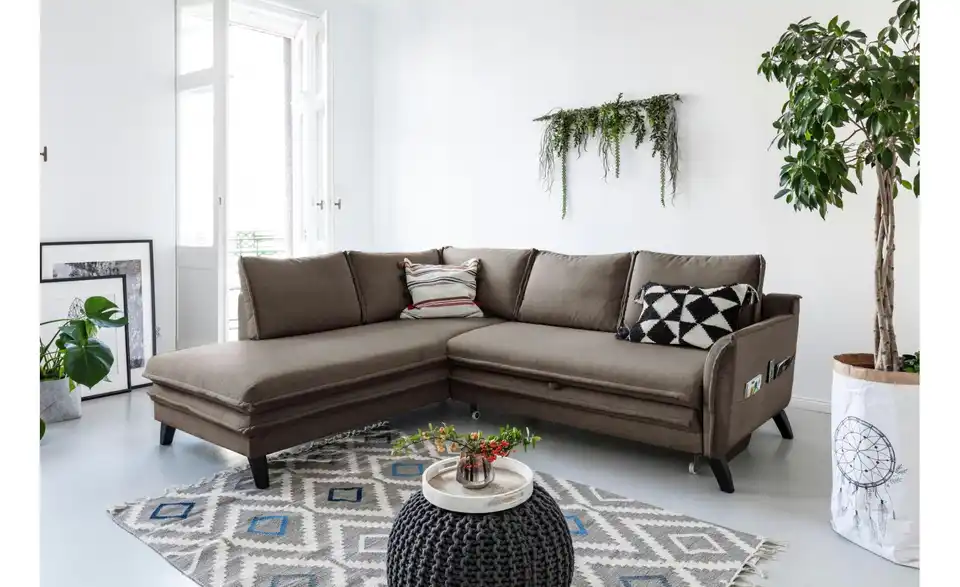 Miuform Ecksofa Charming Charlie mit Schlaffunktion, in Wohnsituation