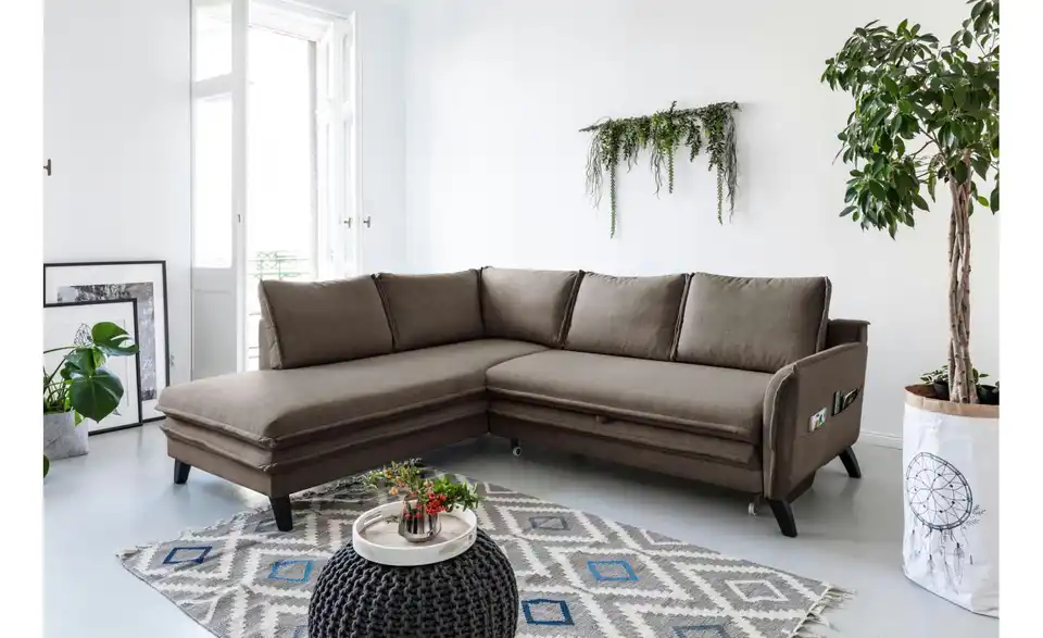 Miuform Ecksofa Charming Charlie mit Schlaffunktion, in Wohnsituation