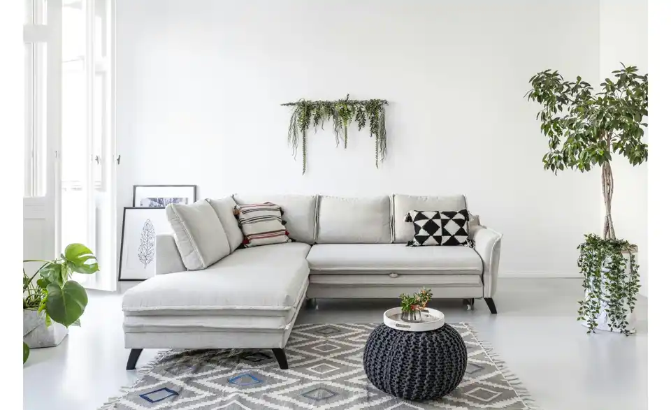 Miuform Ecksofa Charming Charlie mit Schlaffunktion, in Wohnsituation