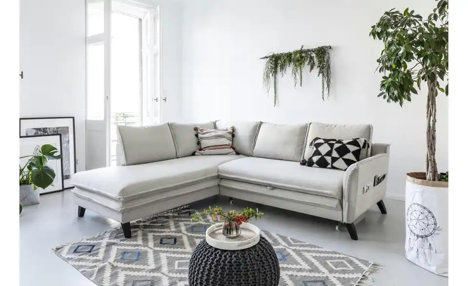 Miuform Ecksofa Charming Charlie mit Schlaffunktion, in Wohnsituation