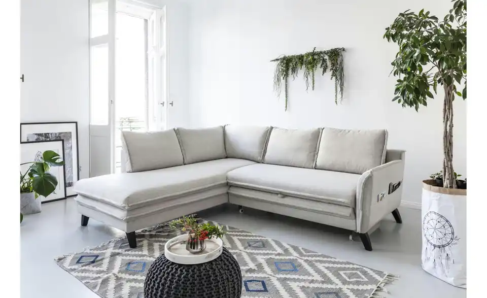 Miuform Ecksofa Charming Charlie mit Schlaffunktion, in Wohnsituation