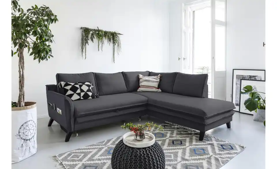 Miuform Ecksofa Charming Charlie mit Schlaffunktion, in Wohnsituation