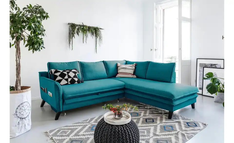 Miuform Ecksofa Charming Charlie mit Schlaffunktion, in Wohnsituation