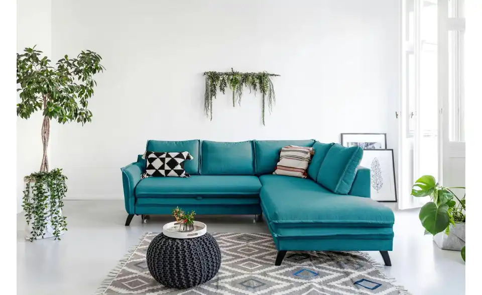 Miuform Ecksofa Charming Charlie mit Schlaffunktion, in Wohnsituation