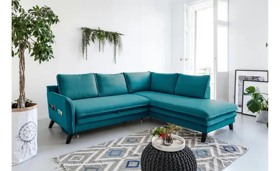 Miuform Ecksofa Charming Charlie mit Schlaffunktion, in Wohnsituation