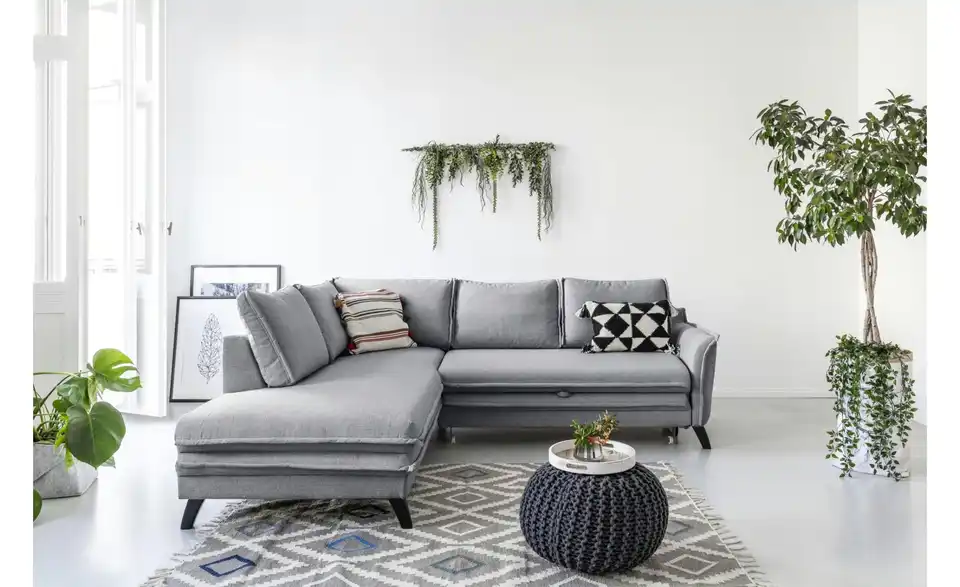 Miuform Ecksofa Charming Charlie mit Schlaffunktion, in Wohnsituation