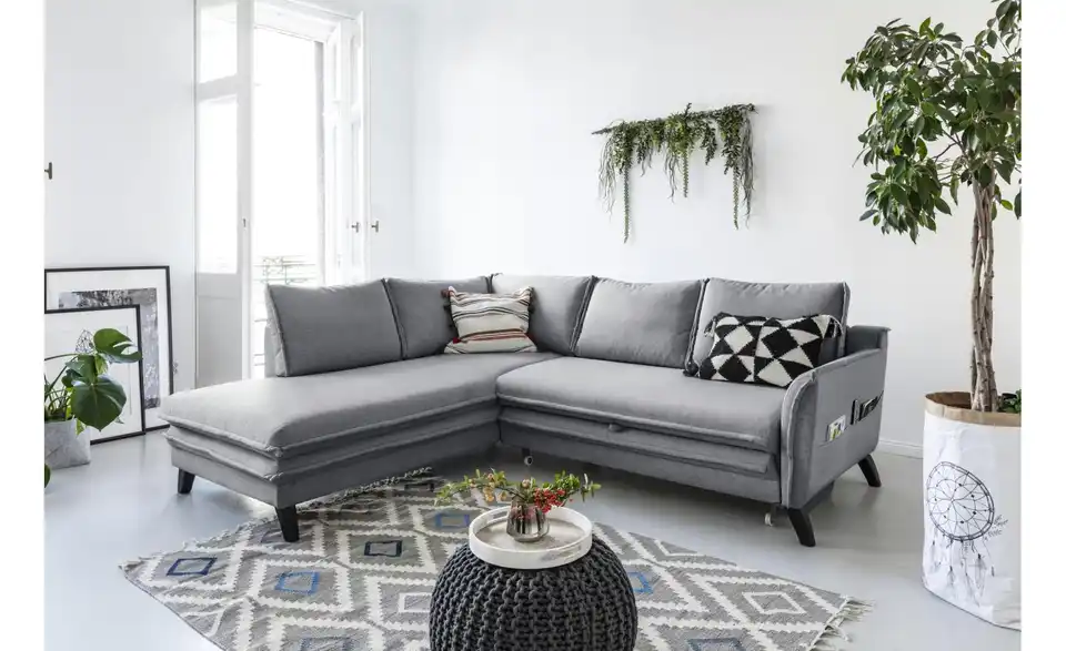 Miuform Ecksofa Charming Charlie mit Schlaffunktion, in Wohnsituation