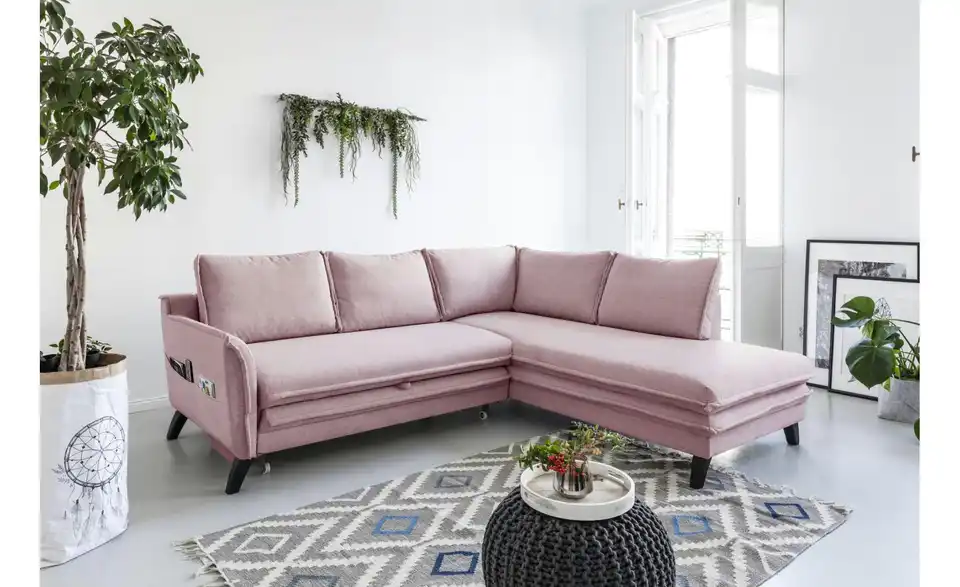 Miuform Ecksofa Charming Charlie mit Schlaffunktion, in Wohnsituation