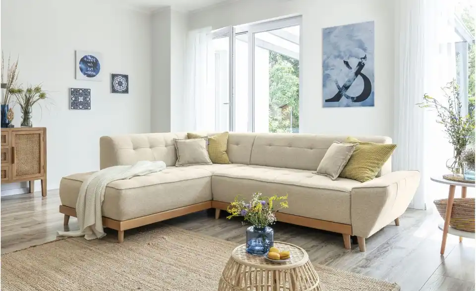 Miuform Ecksofa Dazzling Daisy mit Schlaffunktion, in Wohnsituation