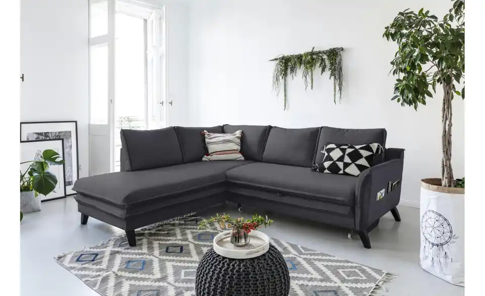 Miuform Ecksofa Charming Charlie mit Schlaffunktion, in Wohnsituation