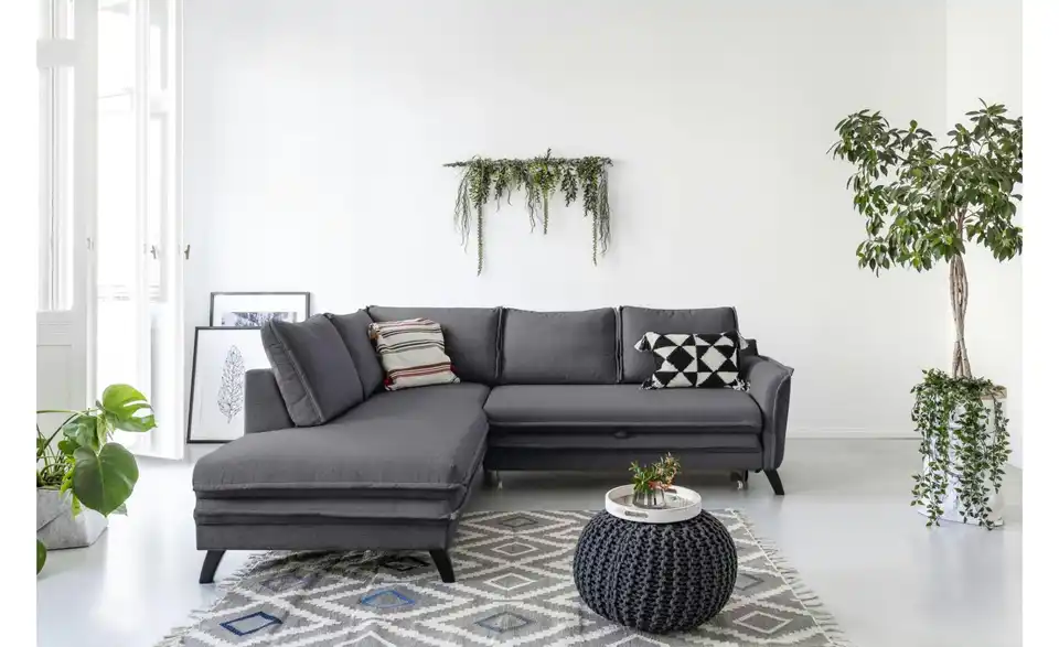 Miuform Ecksofa Charming Charlie mit Schlaffunktion, in Wohnsituation