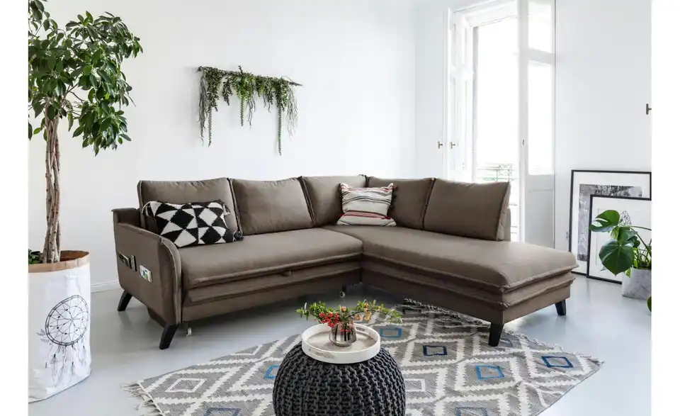 Miuform Ecksofa Charming Charlie mit Schlaffunktion, in Wohnsituation