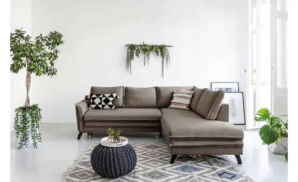 Miuform Ecksofa Charming Charlie mit Schlaffunktion, in Wohnsituation