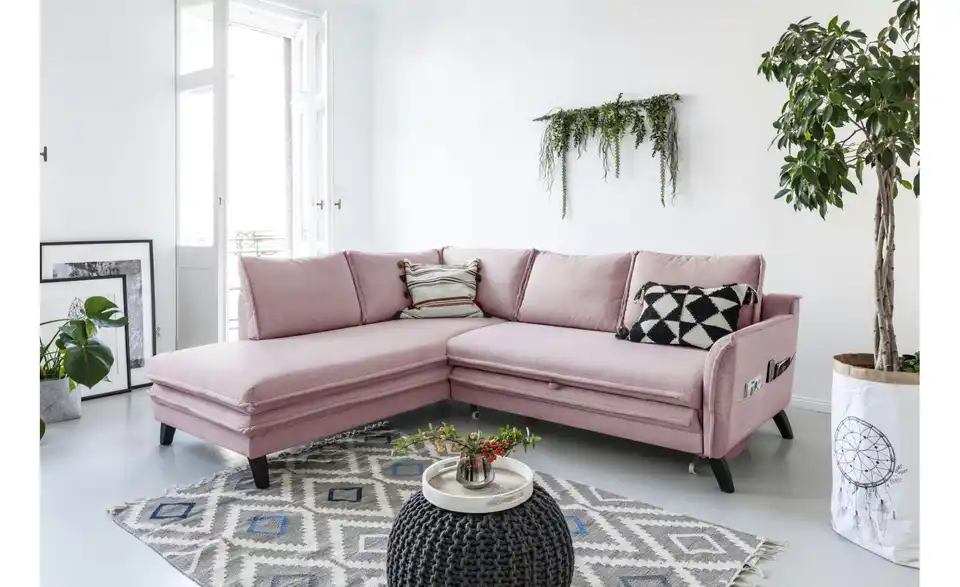 Miuform Ecksofa Charming Charlie mit Schlaffunktion, in Wohnsituation