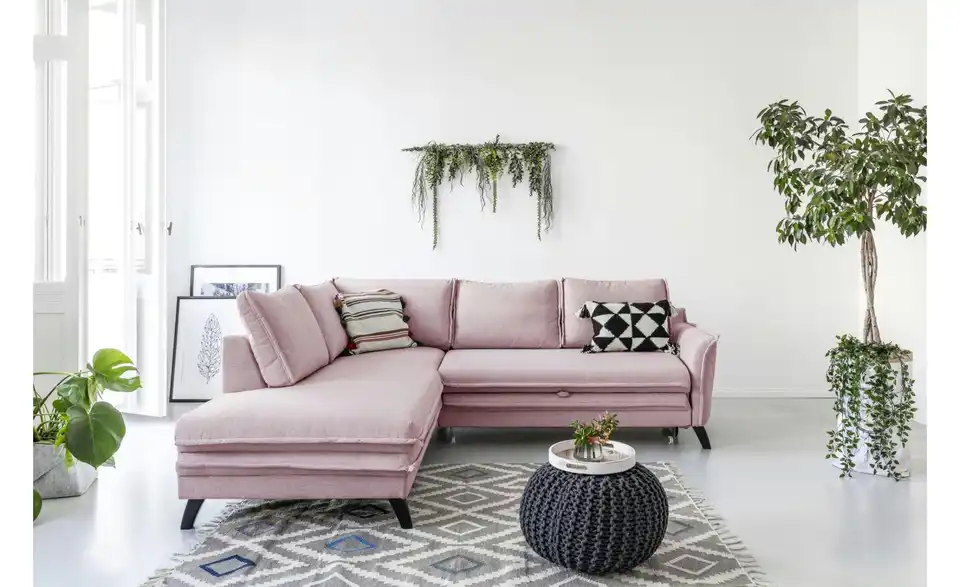 Miuform Ecksofa Charming Charlie mit Schlaffunktion, in Wohnsituation