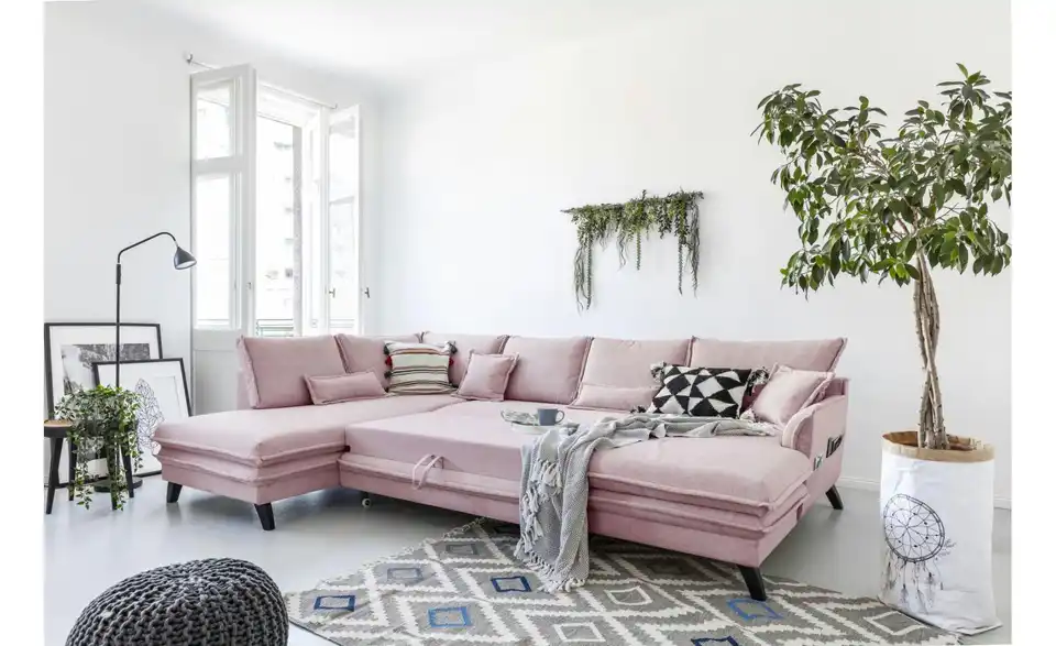 Miuform Wohnlandschaft Charming Charlie mit Schlaffunktion, in Wohnsituation