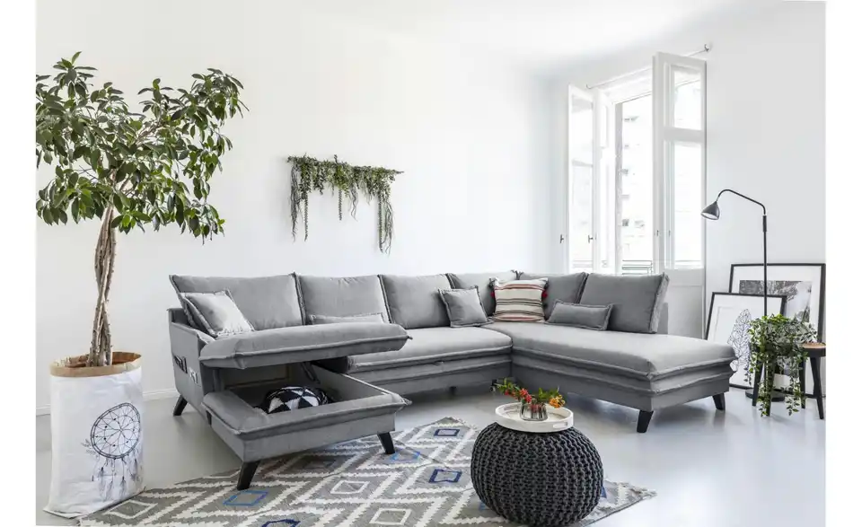 Miuform Wohnlandschaft Charming Charlie mit Schlaffunktion, in Wohnsituation