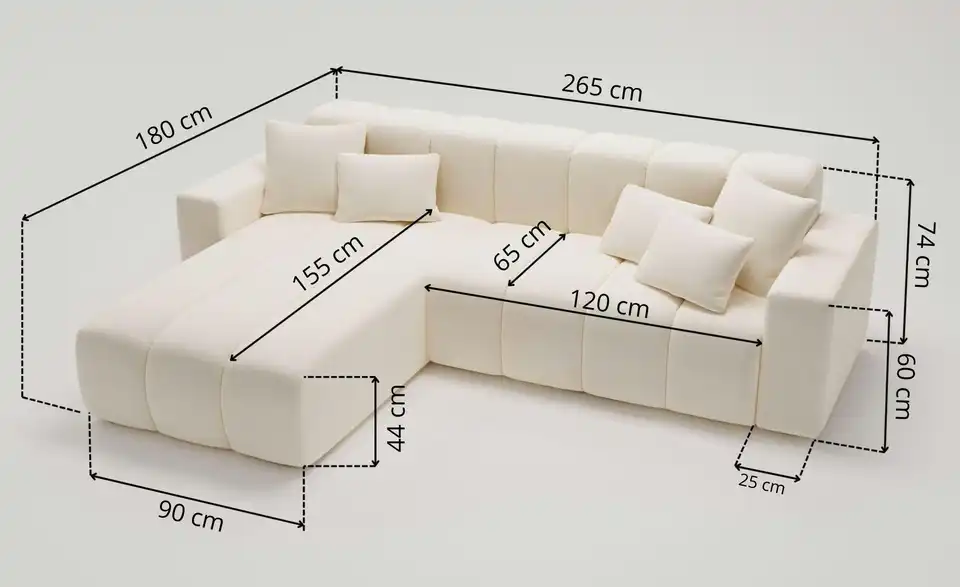 Ecksofa Liberty, Bemaßung