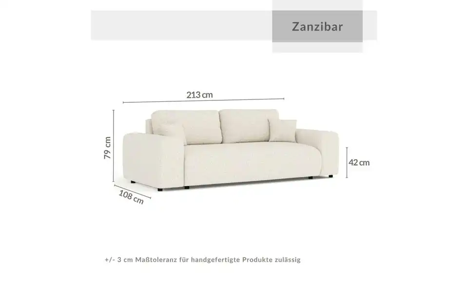 Einzelsofa Zanzibar, Bemaßung