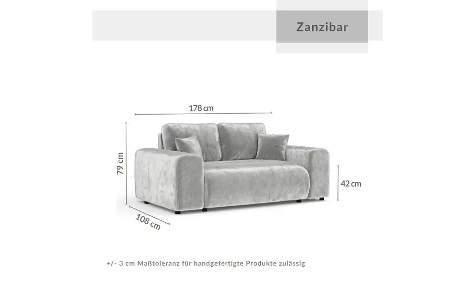 Einzelsofa Zanzibar, Bemaßung
