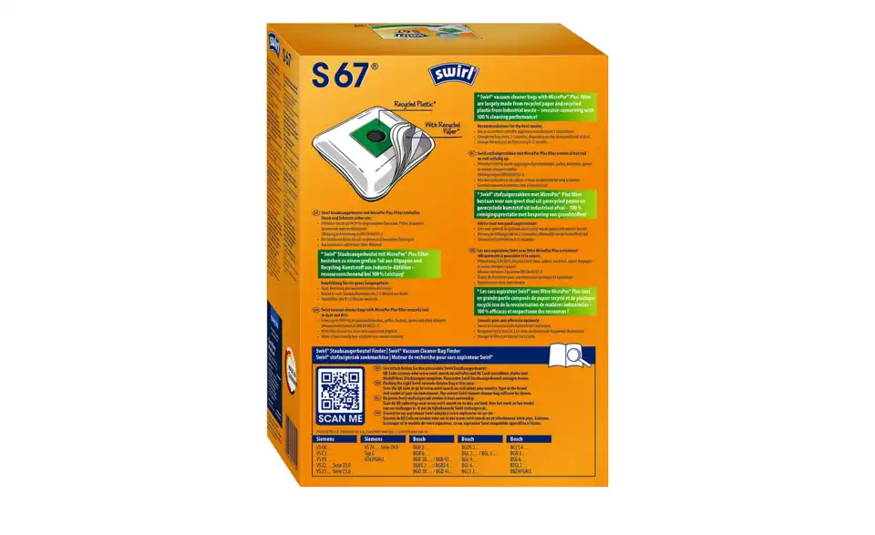 SWIRL Staubsaugertüte S 67 MicroPor Plus, Rückansicht