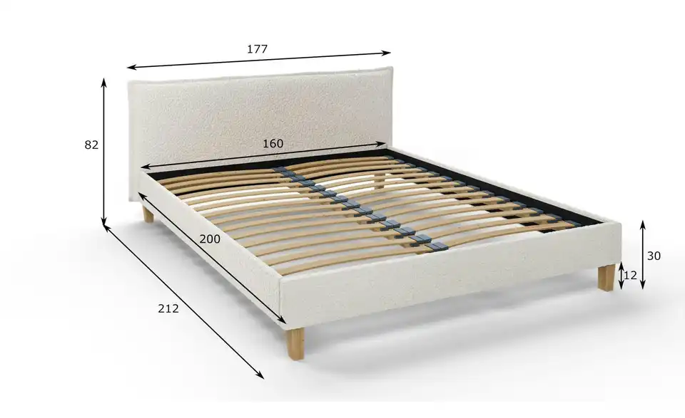 S-STYLE Polsterbett Gabriella, Bemaßung
