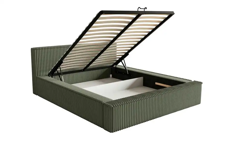 Selsey Polsterbett BK 140x200 Khaki Affolio mit Bettkasten, Funktionsansicht