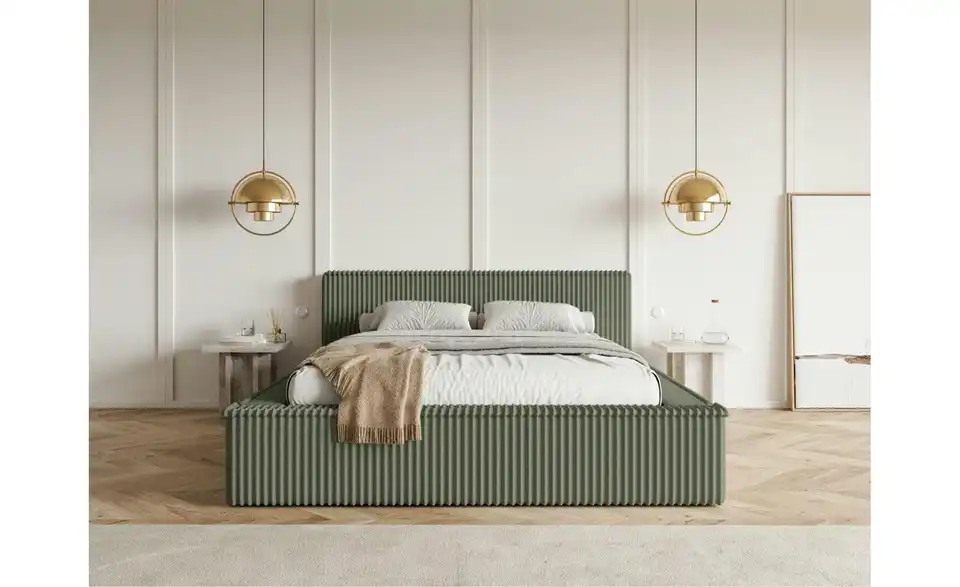 Selsey Polsterbett BK 140x200 Khaki Affolio mit Bettkasten, in Wohnsituation