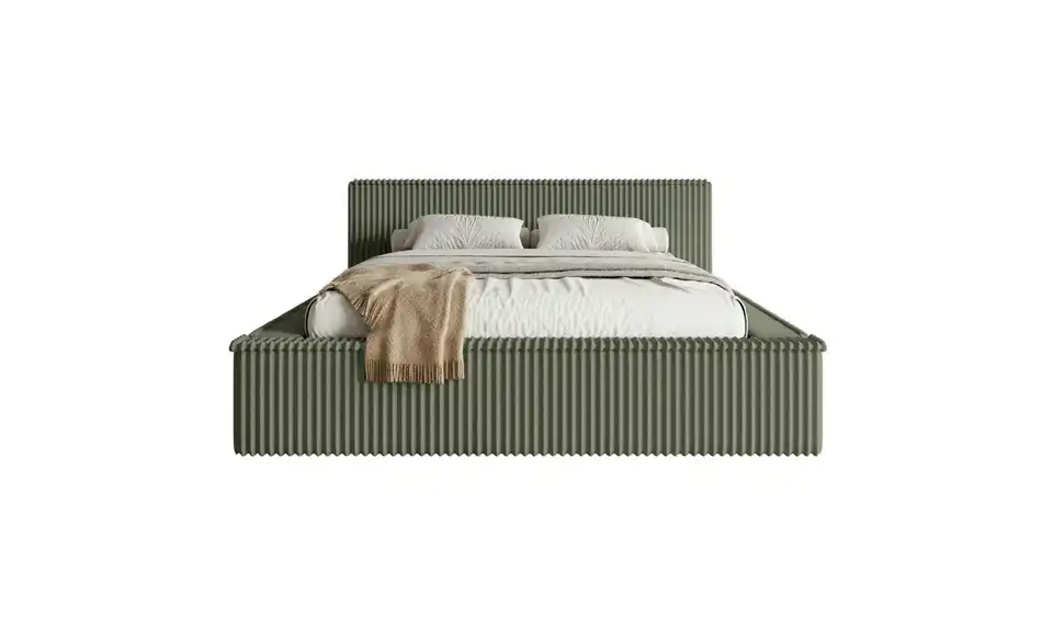 Selsey Polsterbett BK 140x200 Khaki mit Bettkasten Affolio