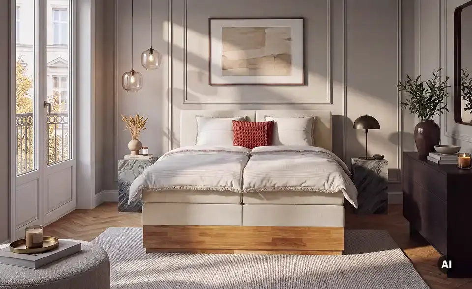 Boxspringbett Beam inklusive Bettkasten, in Wohnsituation