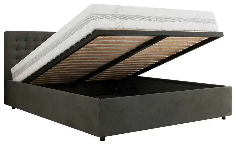 Polsterbett 160x200 Grau Pavo Classic mit Bettkasten, Funktionsansicht
