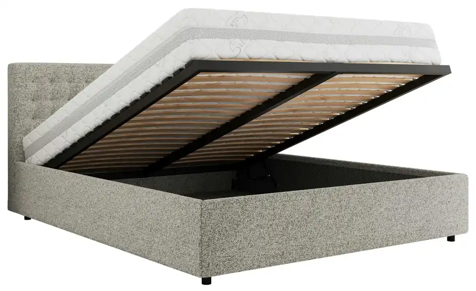 Polsterbett 140x200 Hellgrau Pavo Classic mit Bettkasten, Funktionsansicht
