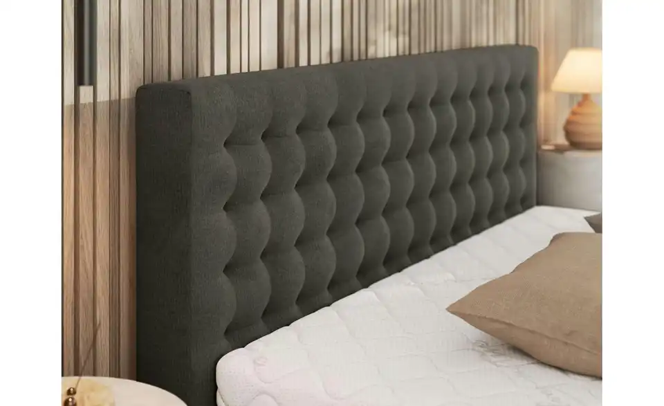 Polsterbett 140x200 Grau Pavo Classic mit Bettkasten, Detailansicht