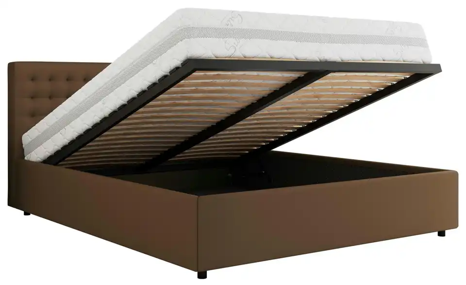 Polsterbett 140x200 Braun Pavo Classic mit Bettkasten, Funktionsansicht