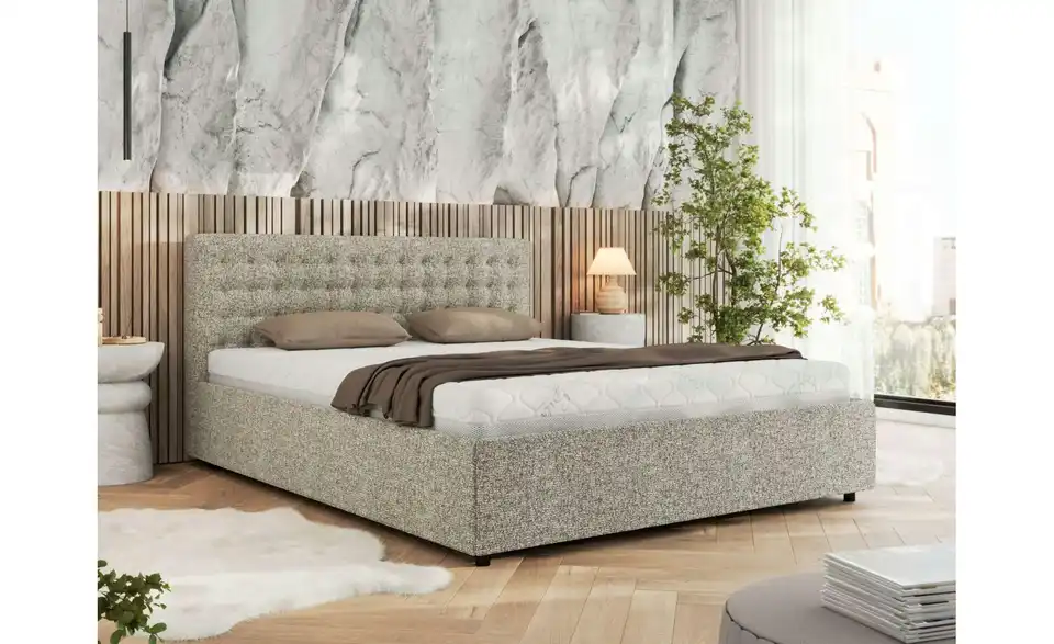 Polsterbett 140x200 Beige Pavo Classic mit Bettkasten, in Wohnsituation