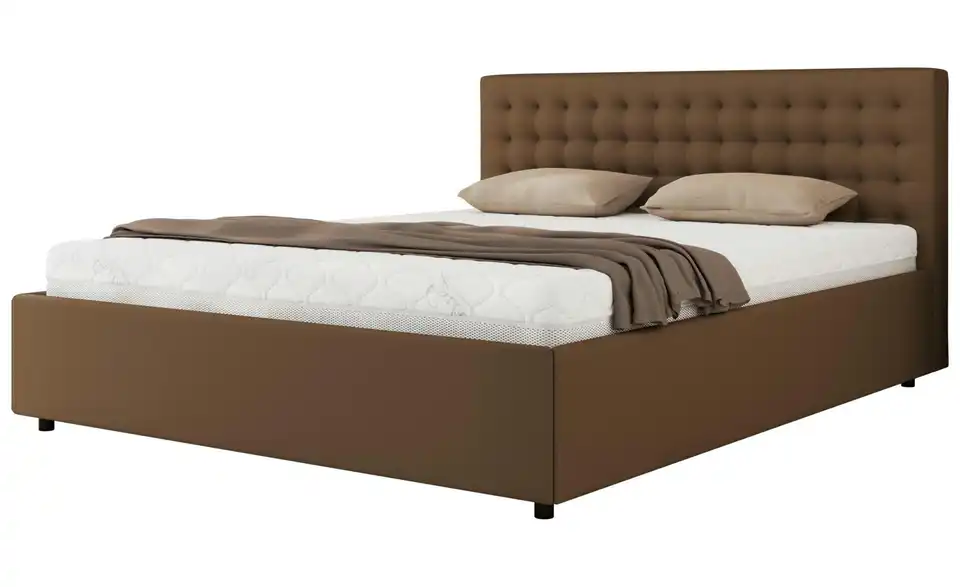 Polsterbett 200x200 Braun Pavo Classic mit Bettkasten, Perspektive
