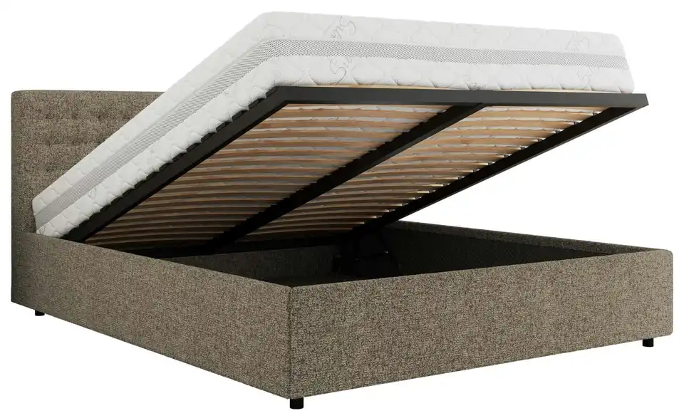 Polsterbett 140x200 Grau Pavo Classic mit Bettkasten, Funktionsansicht