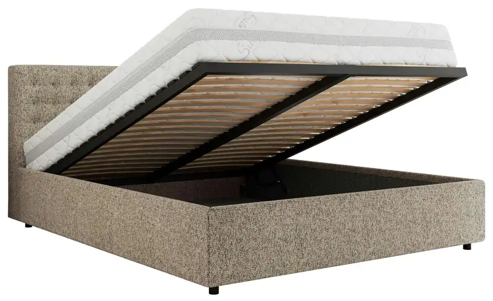 Polsterbett 140x200 Beige Pavo Classic mit Bettkasten, Funktionsansicht