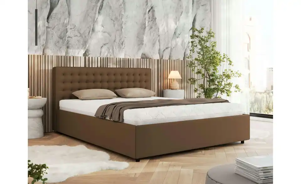 Polsterbett 160x200 Braun Pavo Classic mit Bettkasten, in Wohnsituation