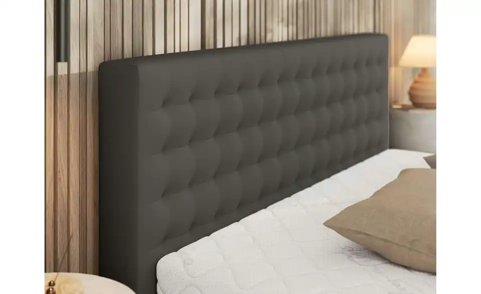 Polsterbett 140x200 Grau Pavo Classic mit Bettkasten, Detailansicht