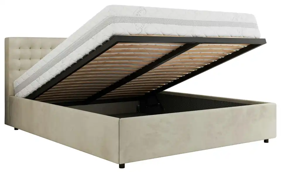 Polsterbett 140x200 Beige Pavo Classic mit Bettkasten, Funktionsansicht