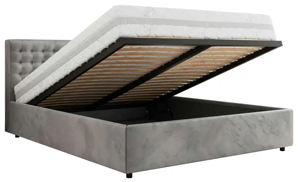 Polsterbett 160x200 Hellgrau Pavo Classic mit Bettkasten, Funktionsansicht