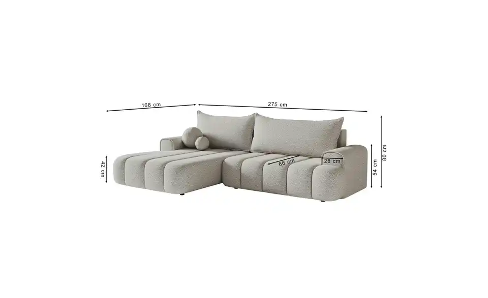 Selsey Ecksofa Dandelino mit Schlaffunktion, Bemaßung