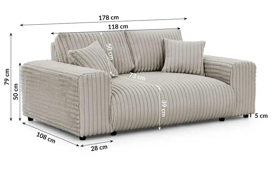 S-STYLE Einzelsofa Mollis, Bemaßung